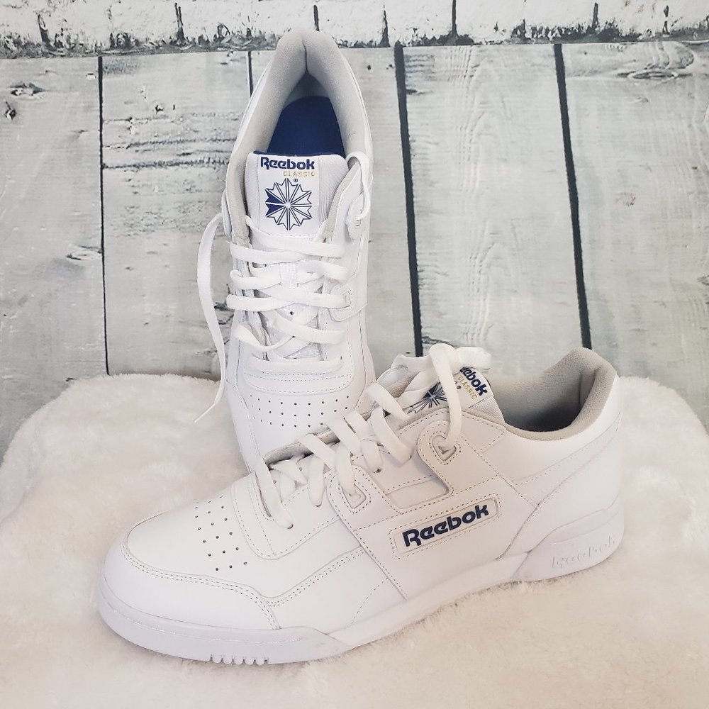 NEW Reebok Men Workout Plus White Royal Classic 12